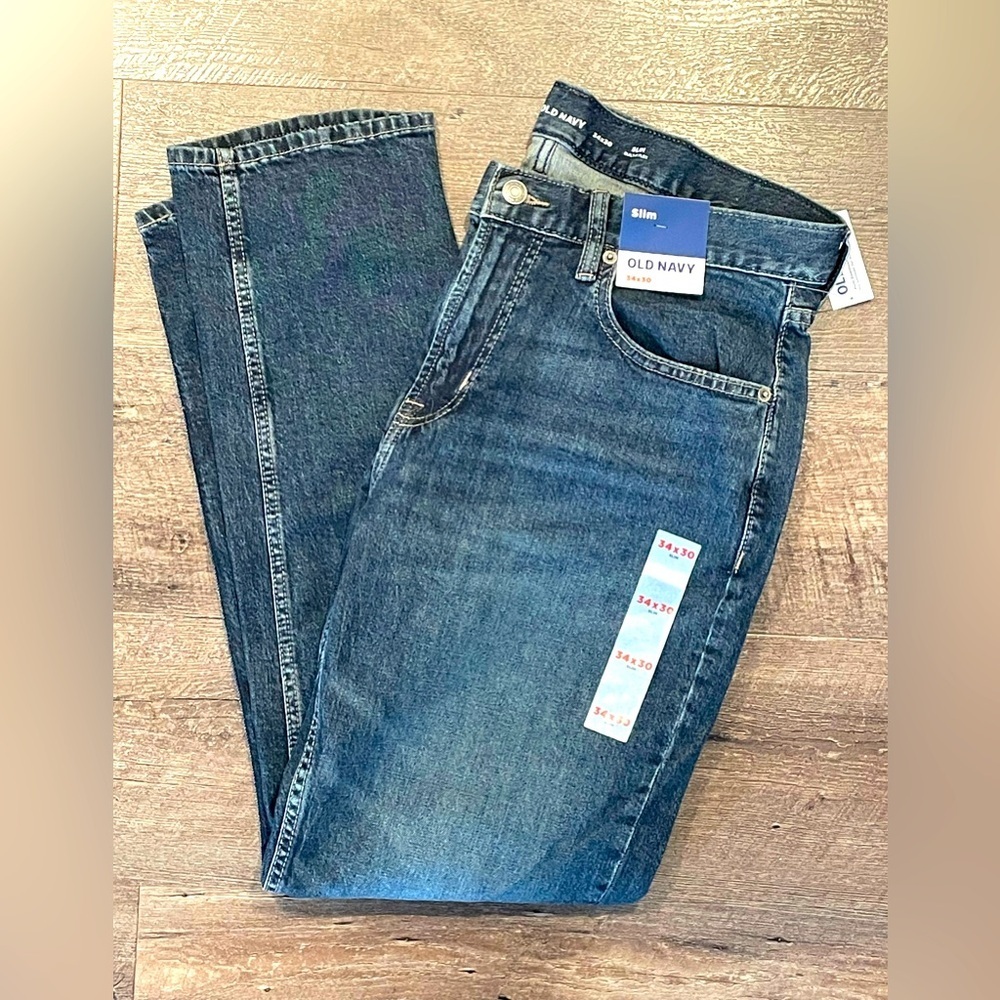 Old Navy Men’s Slim Fit Dark Wash Built-in Flex Denim Jeans Size 34x30 NWT